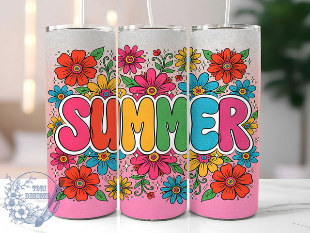 Rainbow Summer Letters 20oz Tumbler Wrap, Rainbow Theme, Summer Vibes, Letter Art, Colorful Design, Whimsical Charm, Skinny Tumbler, Sublimation PNG Sublimation ToriDesigns 