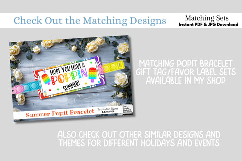 Rainbow Summer Pop It Fidget Toy Digital Paper Cards School Pride Digital Pattern Fine Purple Elephant Creations 