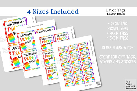 Rainbow Summer Pop It Fidget Toy Digital Paper Cards School Pride Digital Pattern Fine Purple Elephant Creations 