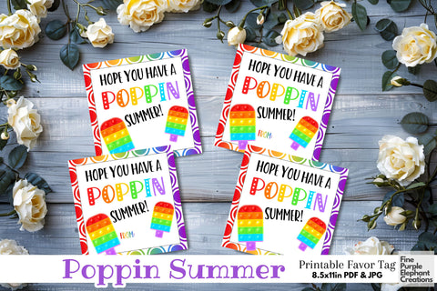 Rainbow Summer Pop It Fidget Toy Digital Paper Cards School Pride Digital Pattern Fine Purple Elephant Creations 