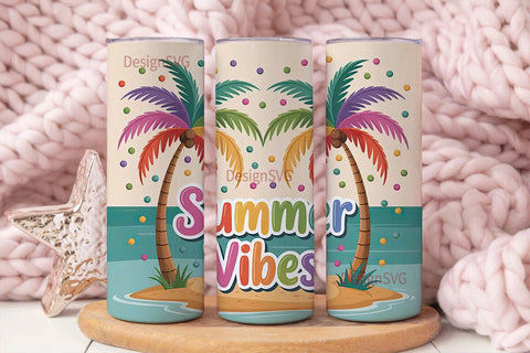 Rainbow Summer Vibes 20oz Tumbler Sublimation DesignSVG 