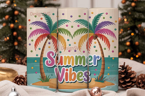 Rainbow Summer Vibes 20oz Tumbler Sublimation DesignSVG 