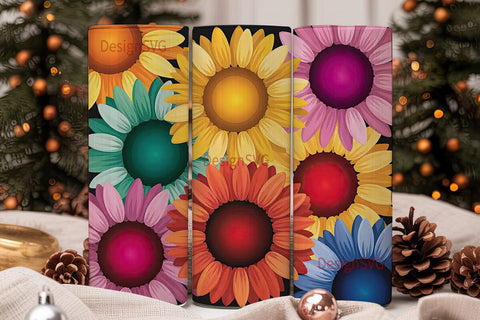 Rainbow Sunflower 20oz Tumbler Wrap Sublimation DesignSVG 