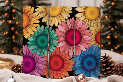 Rainbow Sunflower 20oz Tumbler Wrap Sublimation DesignSVG 