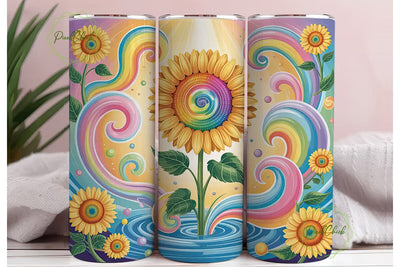 Rainbow Sunflower 20oz Tumbler Wrap Sublimation PixelChick 