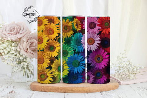 Rainbow Sunflower 20oz Tumbler Wrap Sublimation sassyprint 