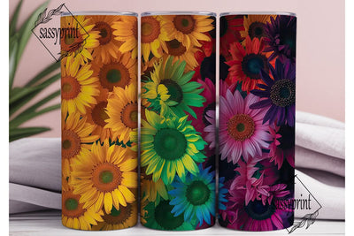 Rainbow Sunflower 20oz Tumbler Wrap Sublimation sassyprint 