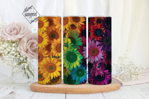 Rainbow Sunflower 20oz Tumbler Wrap Sublimation sassyprint 