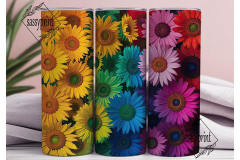 Rainbow Sunflower 20oz Tumbler Wrap Sublimation sassyprint 