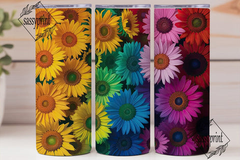 Rainbow Sunflower 20oz Tumbler Wrap Sublimation sassyprint 