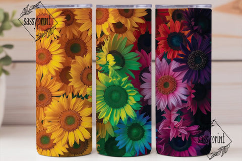 Rainbow Sunflower 20oz Tumbler Wrap Sublimation sassyprint 