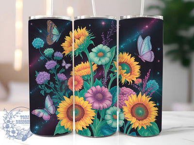 Rainbow Sunflower Butterfly Tumbler, Leopard Butterfly Tumbler, Colorful Floral Wrap, Exotic Butterfly Wrap, Artistic Sunflower Wrap, Sublimation Design, Trendy Gift Idea Sublimation ToriDesigns 
