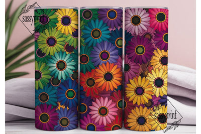 Rainbow Sunflower Gradient Tumbler Wrap Sublimation sassyprint 
