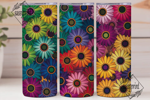 Rainbow Sunflower Gradient Tumbler Wrap Sublimation sassyprint 