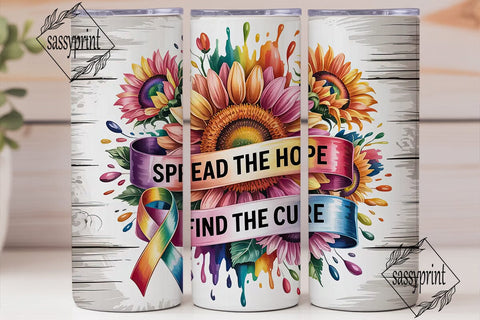 Rainbow Sunflower Hope Tumbler Wrap Sublimation sassyprint 