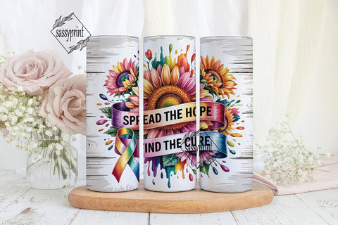 Rainbow Sunflower Hope Tumbler Wrap Sublimation sassyprint 