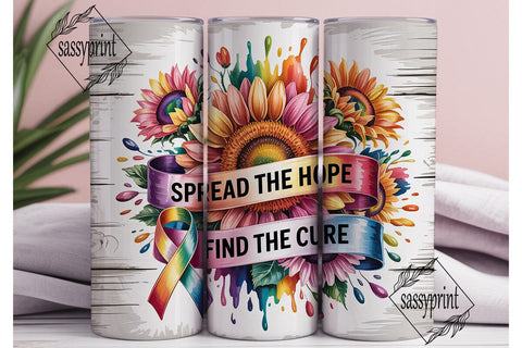 Rainbow Sunflower Hope Tumbler Wrap Sublimation sassyprint 