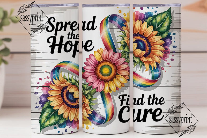 Rainbow Sunflower Hope Tumbler Wrap Sublimation sassyprint 