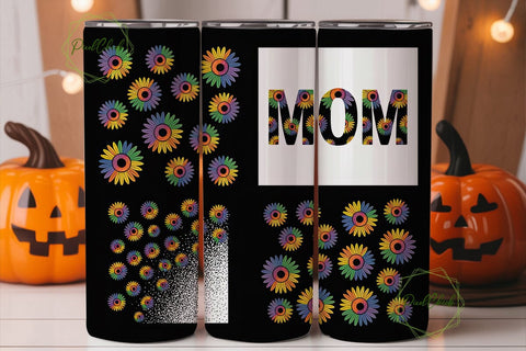 Rainbow Sunflower Mom 20oz Tumbler Wrap Sublimation PixelChick 