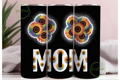 Rainbow Sunflower Mom 20oz Tumbler Wrap Sublimation PixelChick 