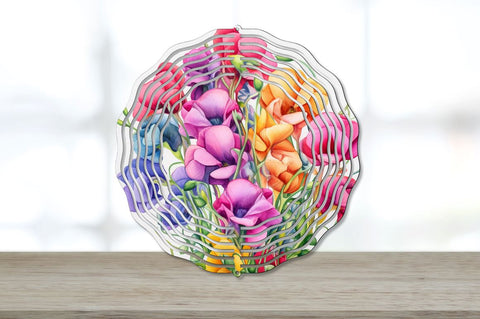 Rainbow Sweet Pea Flowers Wind Spinner Sublimation Bundle Sublimation Regulrcrative 