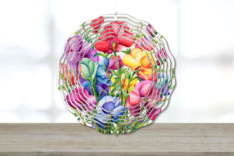 Rainbow Sweet Pea Flowers Wind Spinner Sublimation Bundle Sublimation Regulrcrative 