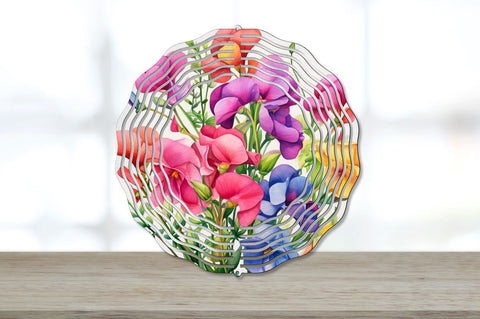 Rainbow Sweet Pea Flowers Wind Spinner Sublimation Bundle Sublimation Regulrcrative 