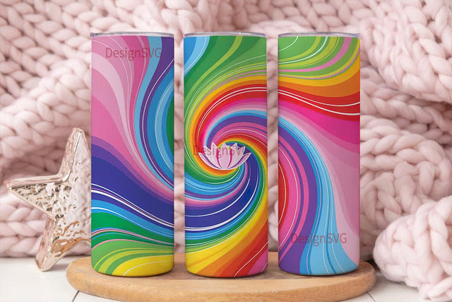 Rainbow Swirl 20oz Tumbler Wrap Sublimation DesignSVG 