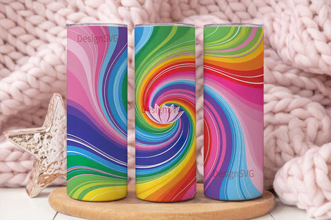 Rainbow Swirl 20oz Tumbler Wrap Sublimation DesignSVG 