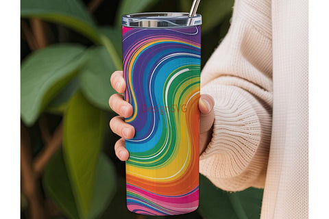 Rainbow Swirl 20oz Tumbler Wrap Sublimation DesignSVG 
