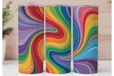 Rainbow Swirl 20oz Tumbler Wrap Sublimation PixelChick 