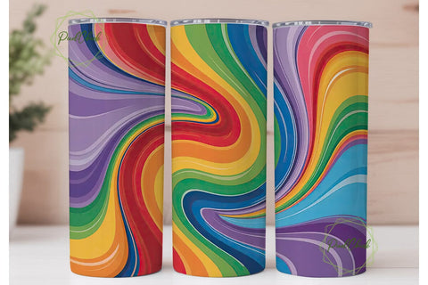 Rainbow Swirl 20oz Tumbler Wrap Sublimation PixelChick 