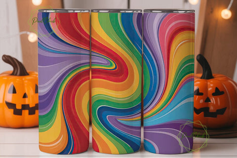 Rainbow Swirl 20oz Tumbler Wrap Sublimation PixelChick 