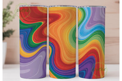 Rainbow Swirl 20oz Tumbler Wrap Sublimation PixelChick 