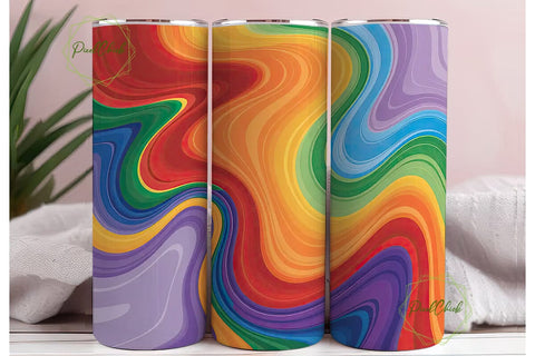 Rainbow Swirl 20oz Tumbler Wrap Sublimation PixelChick 