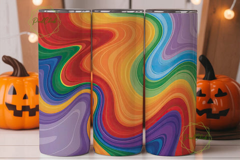 Rainbow Swirl 20oz Tumbler Wrap Sublimation PixelChick 