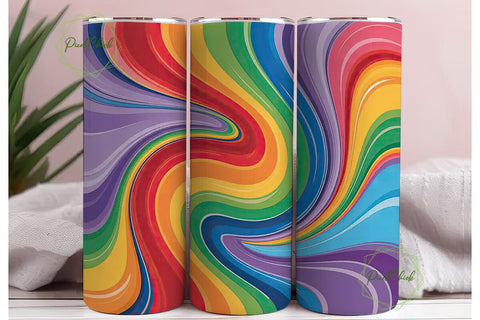 Rainbow Swirl 20oz Tumbler Wrap Sublimation PixelChick 