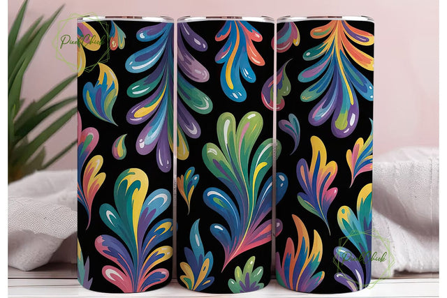 Rainbow Swirl Abstract 20oz Tumbler Wrap Sublimation PixelChick 