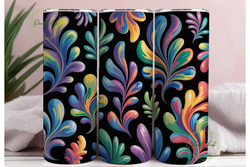 Rainbow Swirl Abstract 20oz Tumbler Wrap Sublimation PixelChick 