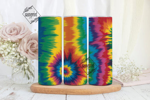 Rainbow Swirl Tie-Dye 20oz Tumbler Wrap Sublimation sassyprint 