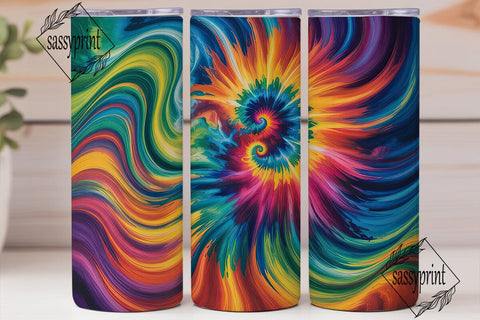 Rainbow Swirl Tie-Dye 20oz Tumbler Wrap Sublimation sassyprint 
