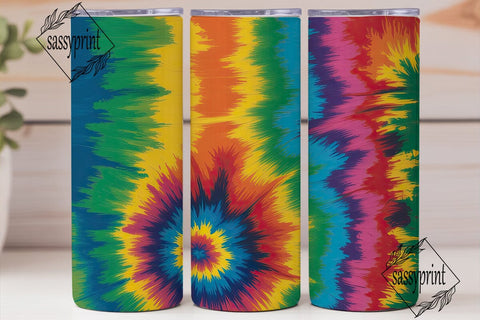 Rainbow Swirl Tie-Dye 20oz Tumbler Wrap Sublimation sassyprint 