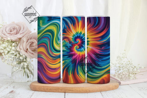 Rainbow Swirl Tie-Dye 20oz Tumbler Wrap Sublimation sassyprint 