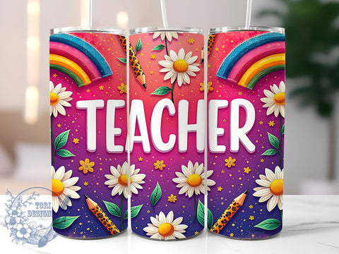 Rainbow Teacher Gift 20oz Tumbler, Teacher Gift, 20oz Sublimation, Colorful Drinkware, Educational Gift, Teacher Appreciation, Unique Tumbler Wrap Sublimation ToriDesigns 