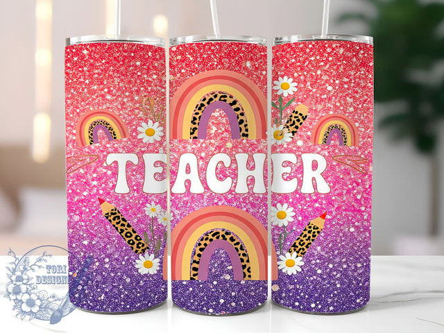 Rainbow Teacher Gift 20oz Tumbler, Teacher Gift, 20oz Sublimation, Colorful Drinkware, Educational Gift, Teacher Appreciation, Unique Tumbler Wrap Sublimation ToriDesigns 