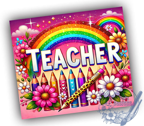 Rainbow Teacher Gift 20oz Tumbler, Teacher Gift, 20oz Sublimation, Colorful Drinkware, Educational Gift, Teacher Appreciation, Unique Tumbler Wrap Sublimation ToriDesigns 
