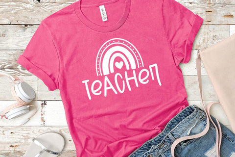 Rainbow Teacher SVG I Valentine Teacher SVG I Teacher SVG SVG Happy Printables Club 