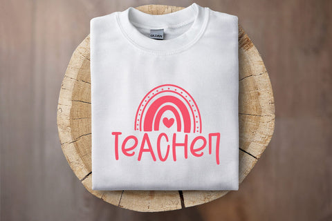 Rainbow Teacher SVG I Valentine Teacher SVG I Teacher SVG SVG Happy Printables Club 