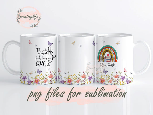 Rainbow Teacher, Teacher Appreciation Gift, Teacher Thank You Gift, Teacher Mug Wrap Design, Instant Digital Design Download Mug Wrap Design, Mug Design PNG Sublimation PrintingLife 