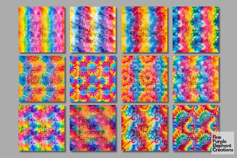 Rainbow Tie Dye Digital Paper - Pride LGBTQ Sublimation Digital Pattern Fine Purple Elephant Creations 